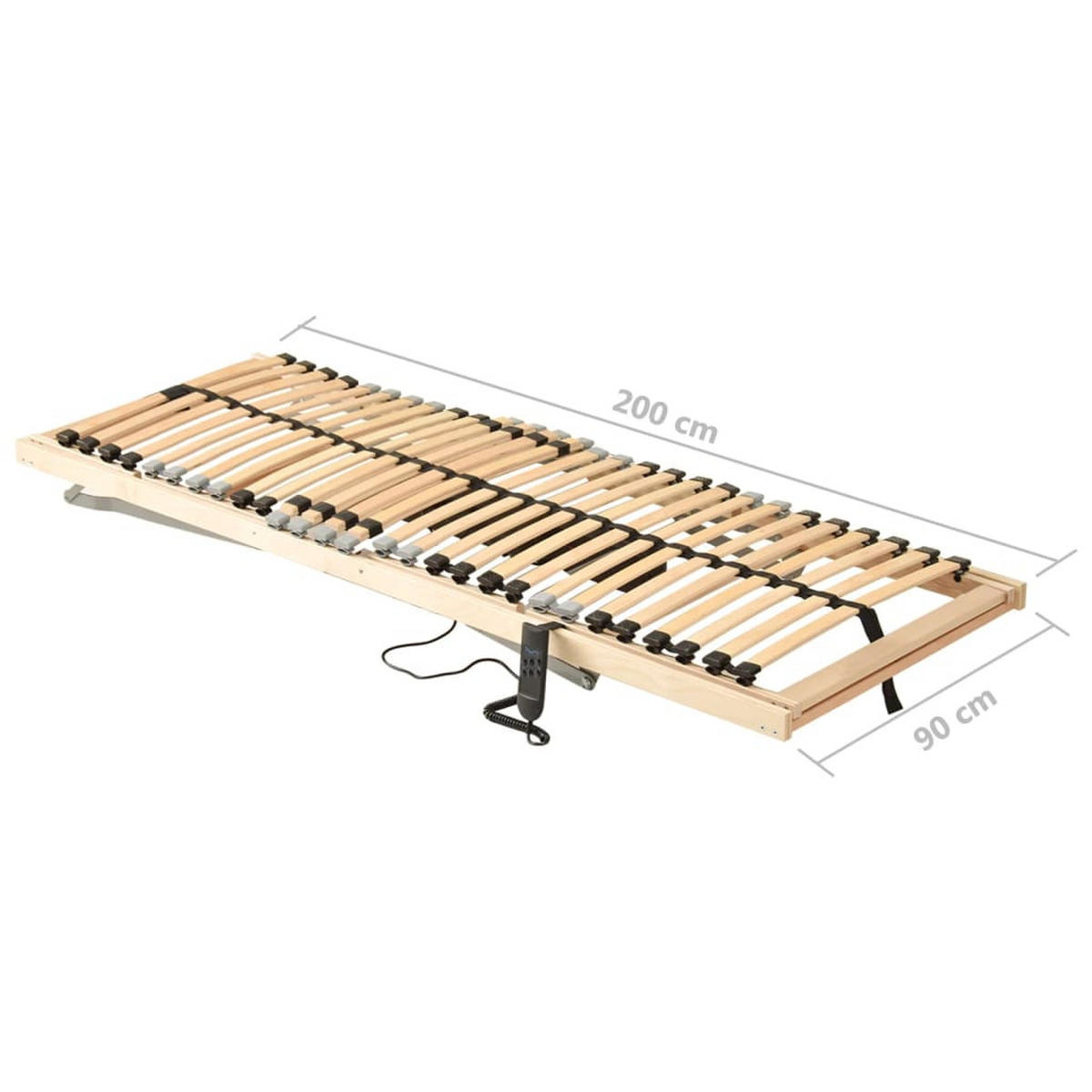 LATTENROST Elektrisch mit Mittelzone Verstellbar, 90/200 cm, aus Massivholz, in Anthrazit - Anthrazit, Holz - vidaXL