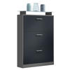 SCHUHSCHRANK Lavia Front in Schwarz mattt - Schwarz, Holzwerkstoff (89/128/23cm) - Vladon