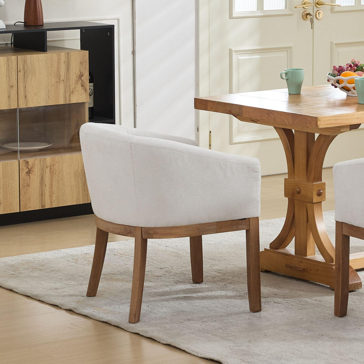 ARMLEHNSTUHL DE-36355 mit Leinenbezug Beige - Beige, Holz (63/71/58.5cm) - ComfortXL