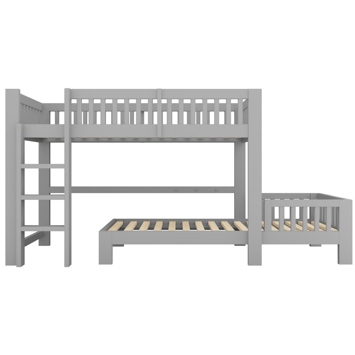 ETAGENBETT 90/200 cm Hochbett und Einzelbett, DE-41582, in Grau - Grau, Holzwerkstoff (90/200cm) - ComfortXL