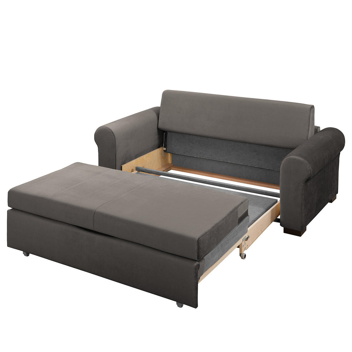 SCHLAFSOFA - Transparent/Braun, Birkenholz/Textil (165/95/90cm) - home24