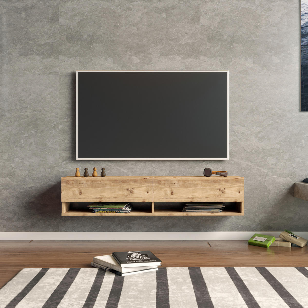 TV-ELEMENT Laitila - Naturfarben, Holzwerkstoff (140/29.5/31.5cm) - [en.casa]