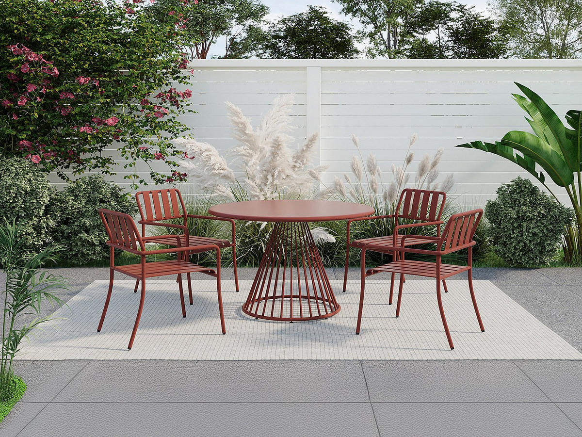 GARTENESSGRUPPE im Set - 4 -Sitzer - Stahl - terracotta - BIRMOS - Braun, Metall - Vente-Unique