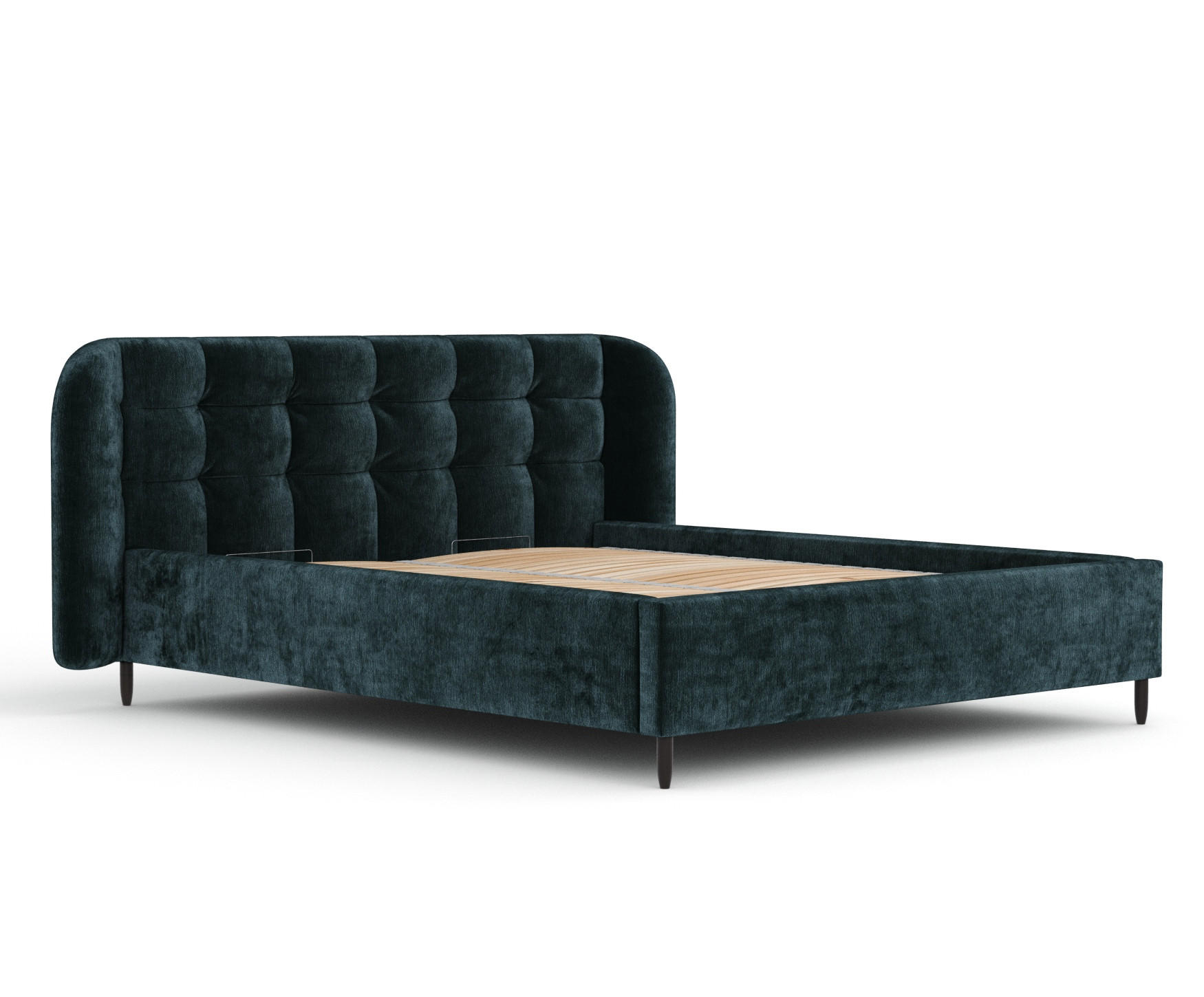 POLSTERBETT Nuno Türkisfarben 120/200 cm im Chenille-Stoff - Türkis/Schwarz, Holz/Holzwerkstoff (120/200cm) - Maison de Reve