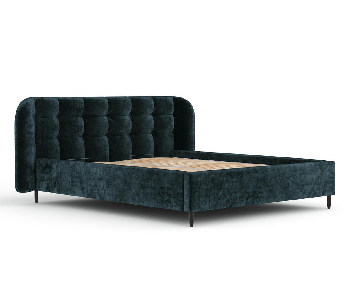 POLSTERBETT Nuno Türkisfarben 140/200 cm im Chenille-Stoff - Türkis/Schwarz, Holz/Holzwerkstoff (140/200cm) - Maison de Reve