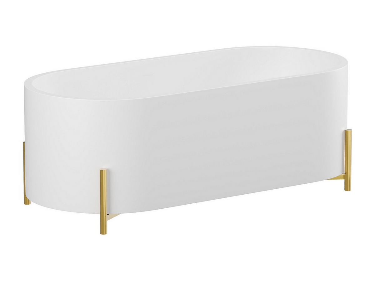 FREISTEHENDE Badewanne - 1 Person - Acryl - Weiß, Goldfarben - - Goldfarben/Weiß, Kunststoff (160/59/73.5cm) - Vente-Unique