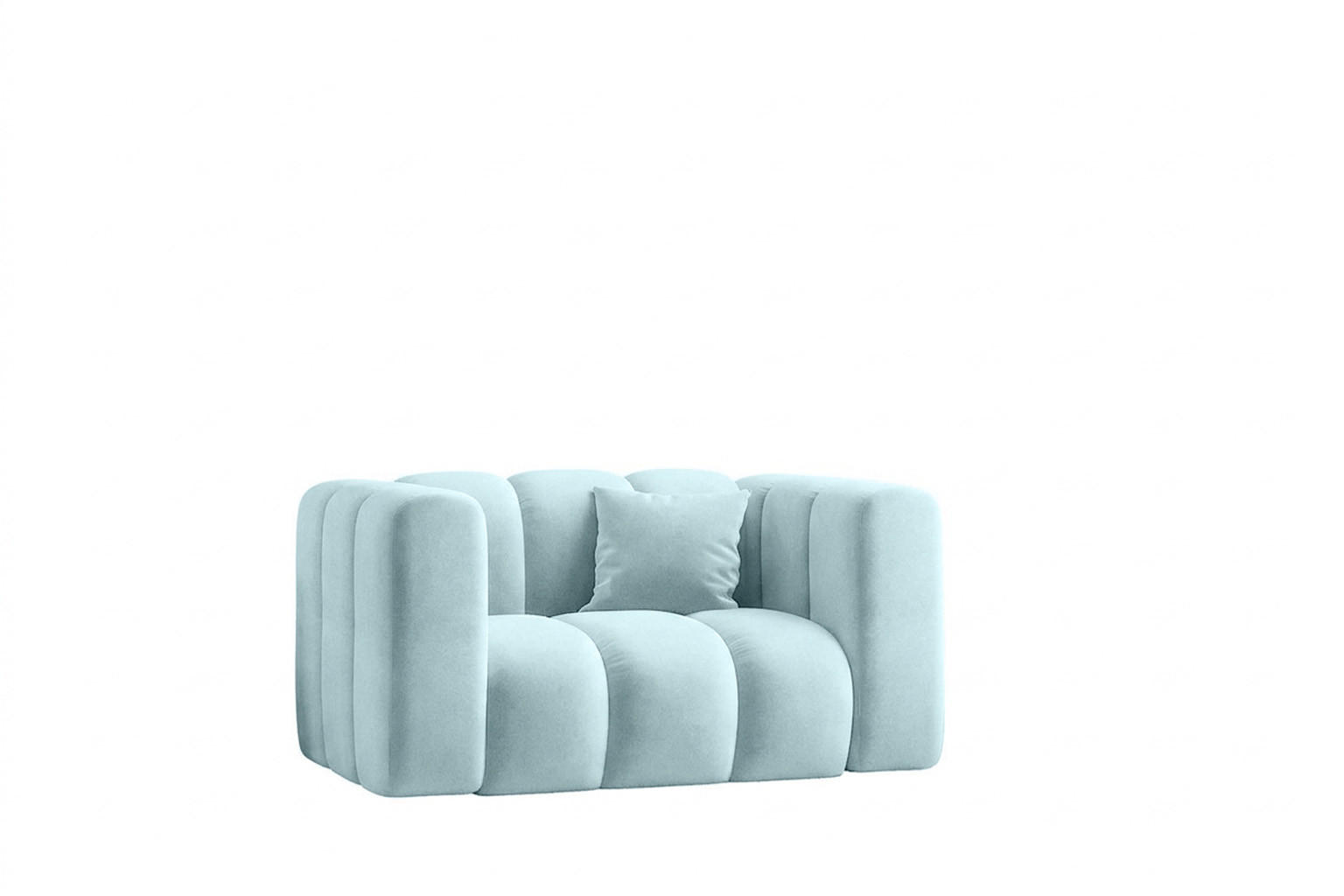 KŘESLO Modulární, Moderní Design, Sametová Látka Riviera, Světle Modré, GRAND - světle modrá, dřevo (137/70/89cm) - Kaiser Möbel