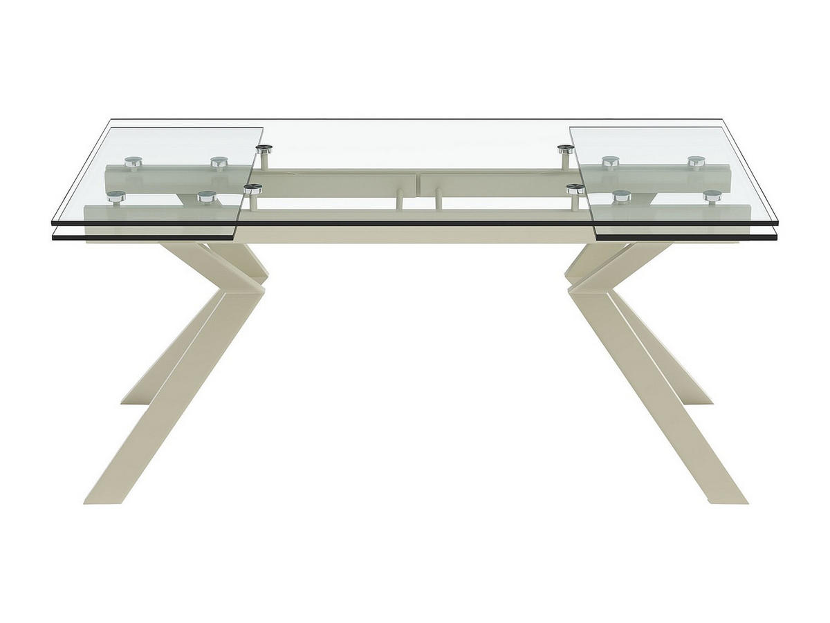 ESSTISCH ausziehbar - 6 bis 8 Personen - Sicherheitsglas & Metall - Beige & Transparent - VELIKA - Transparent/Beige, Glas (90/240/76cm) - Vente-Unique