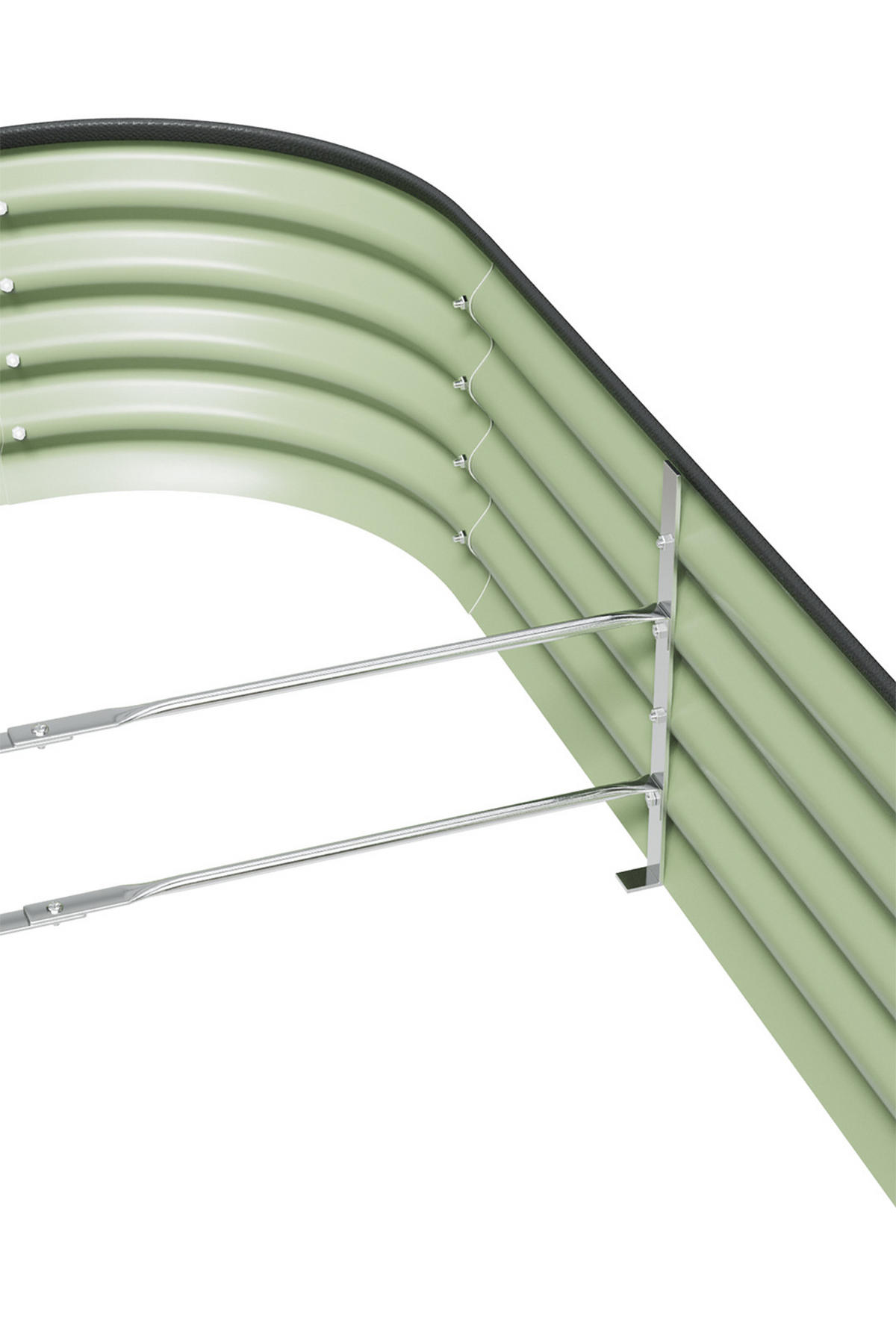 HOCHBEET Pflanzkasten aus verzinktem Stahl in Weiß Ovalen Blumenkasten für Garten und Balkon 160 × 80 × 30 cm - Weiß, Metall (80/30/160cm) - Livingandhome