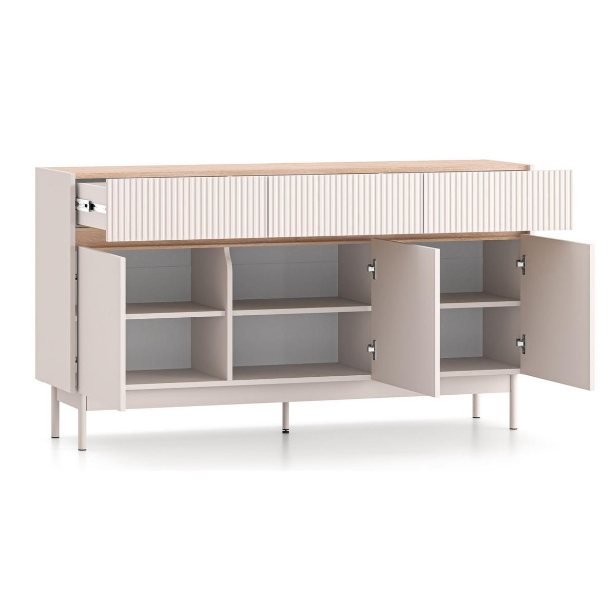 SIDEBOARD Dunea Kaschmirgrau/Eichenholzoptik 154 cm - Taupe, Holzwerkstoff/Metall (154/85/40cm) - Selsey