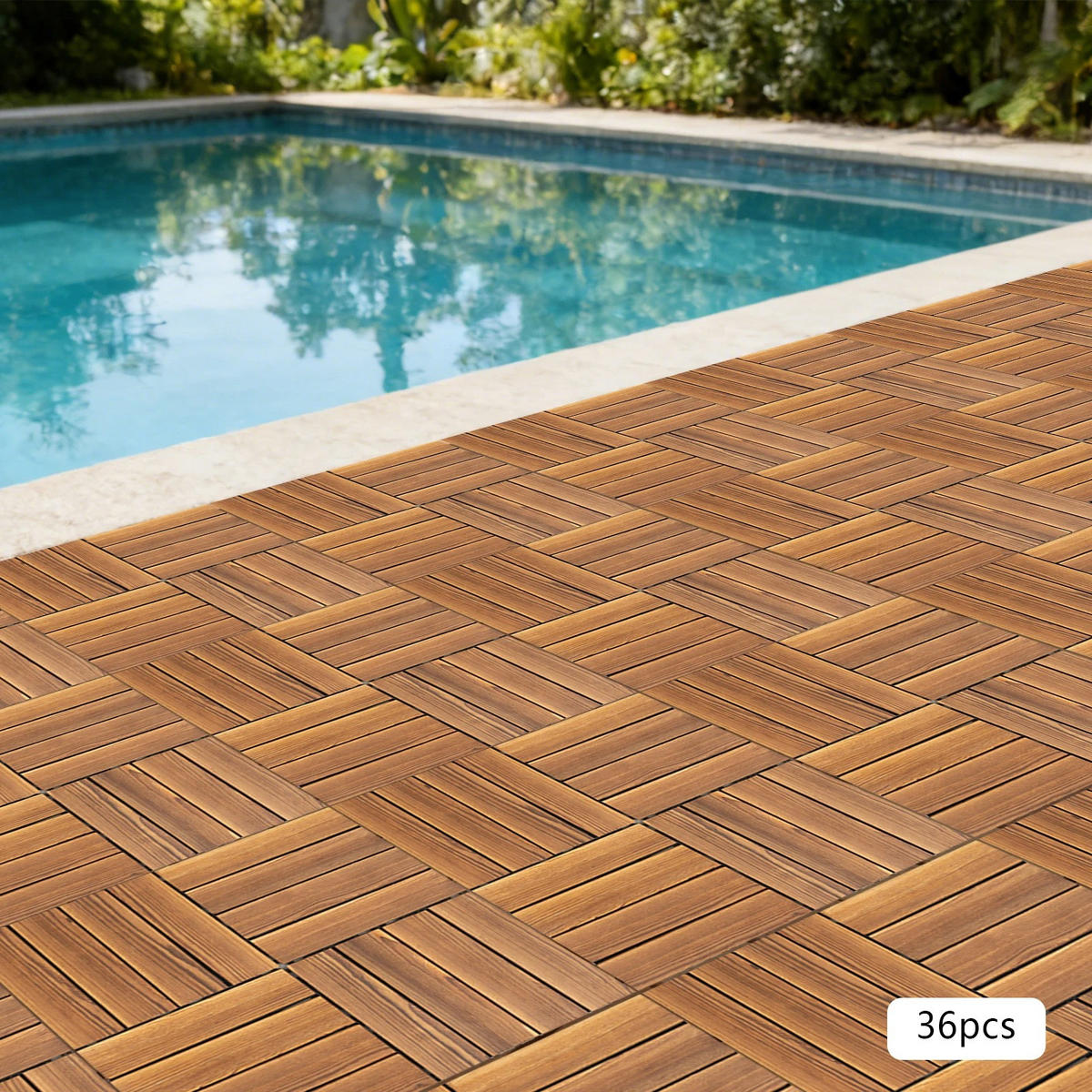 TERRASSENFLIESE 36er-Pack Hartholz, Outdoor & wasserdicht - Braun, Holz (30/30/2cm) - Kaket