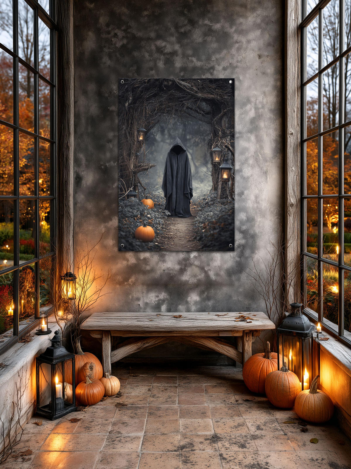 GARTEN-POSTER 60x90 cm gruselige Halloween-Deko - Anthrazit, Kunststoff (60/90/2cm) - artissimo