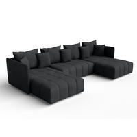 WOHNLANDSCHAFT Veliro U Dunkelgrau 353/180/83 cm mit Schlaffunktion und Bettkasten - Schwarz/Grau, Kunststoff/Textil (353/83/180cm) - AX Living