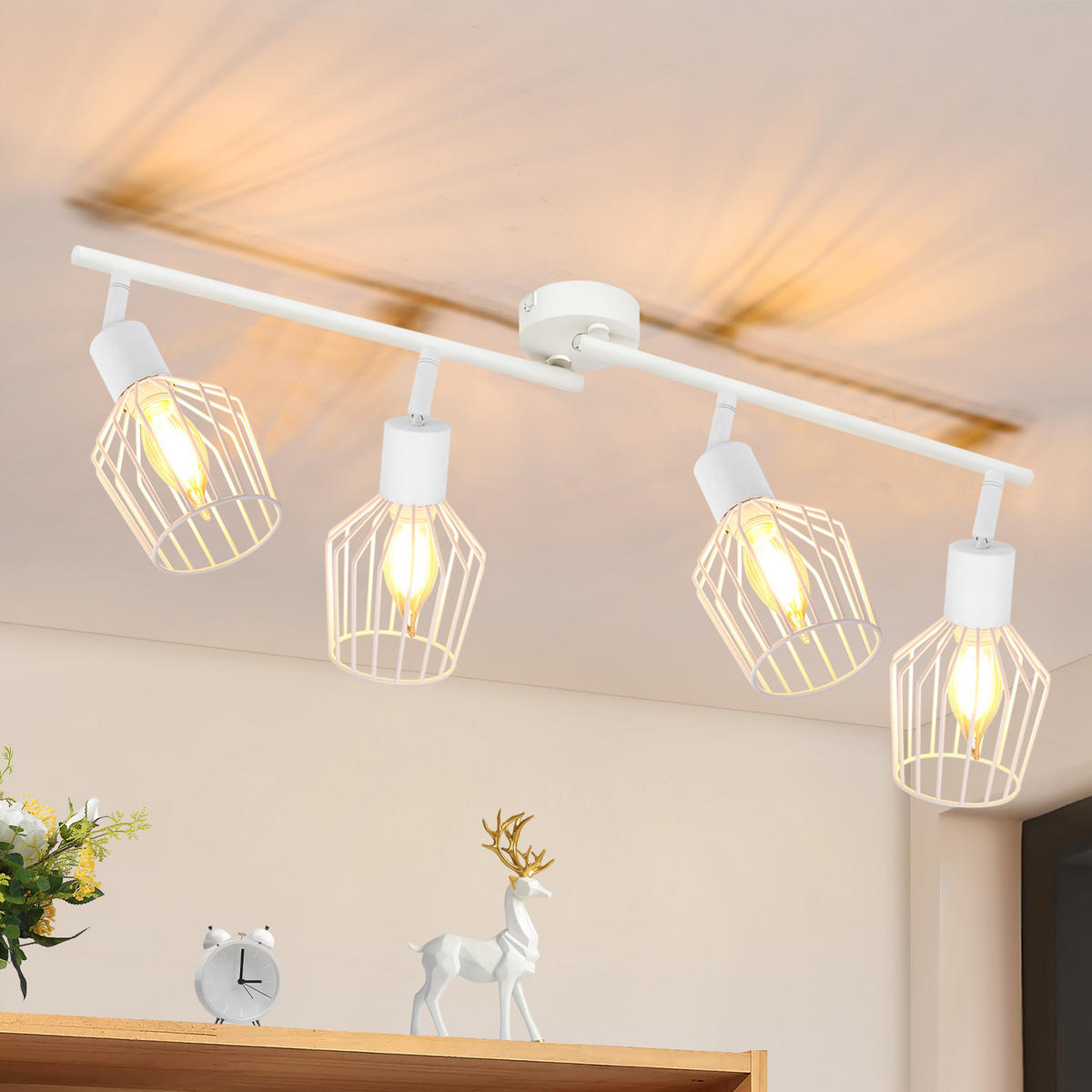 STRAHLER Franziska 4-flammig 75/24/10 cm - Weiß, Metall (75/24/10cm) - Nettlife