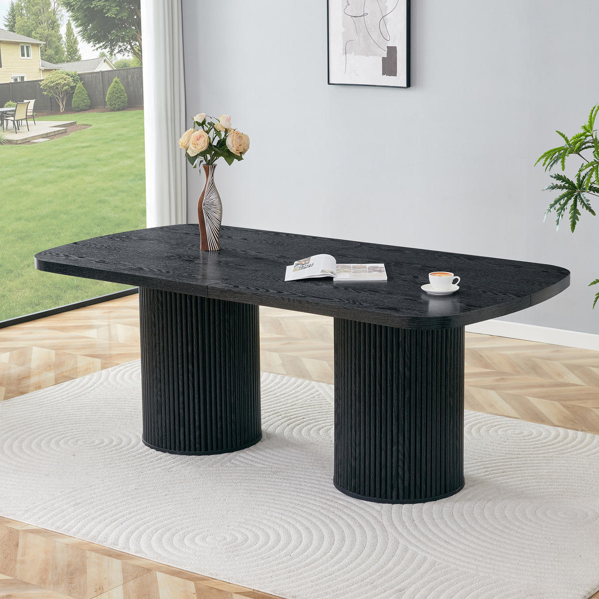 ESSTISCH Holzoptik Schwarz 180/90/76 cm - Schwarz, Holz (90/180/76cm) - PANGIVO
