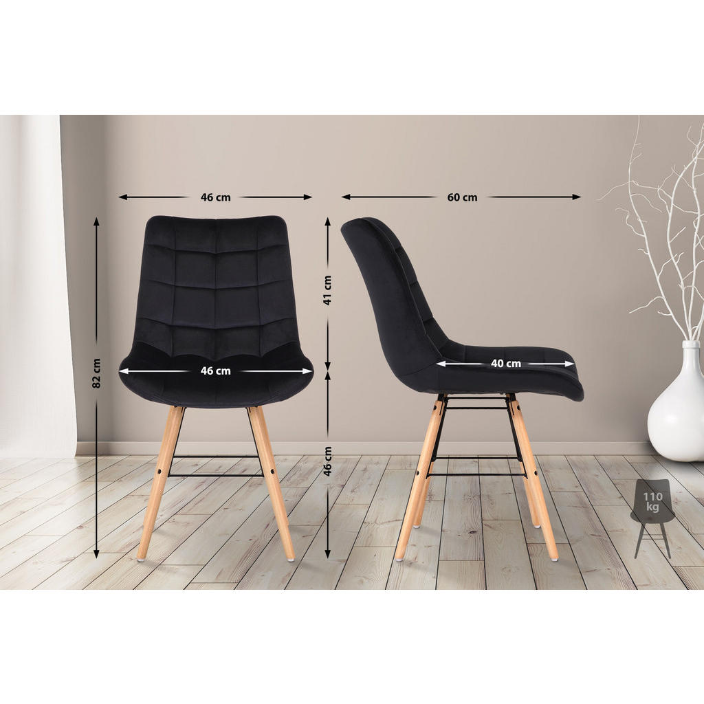 Thumbnail - CLP Stuhl, Schwarz, Textil, 46x82x60 cm, Esszimmer, Stühle, Esszimmerstühle, Vierfußstühle