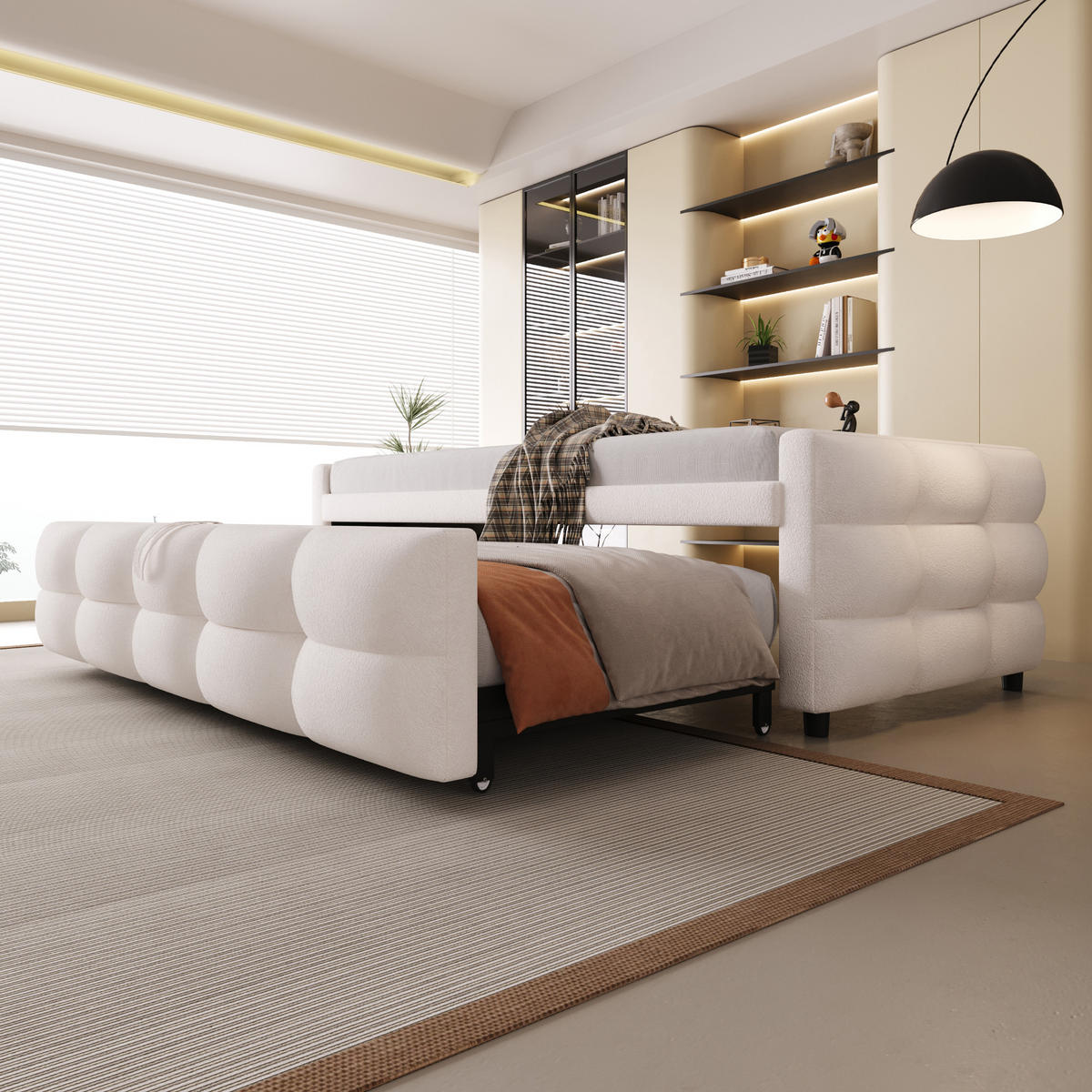 POLSTERBETT 90/190 cm Beige mit Ausziehbett - Beige, Textil (90/200cm) - Oxeza