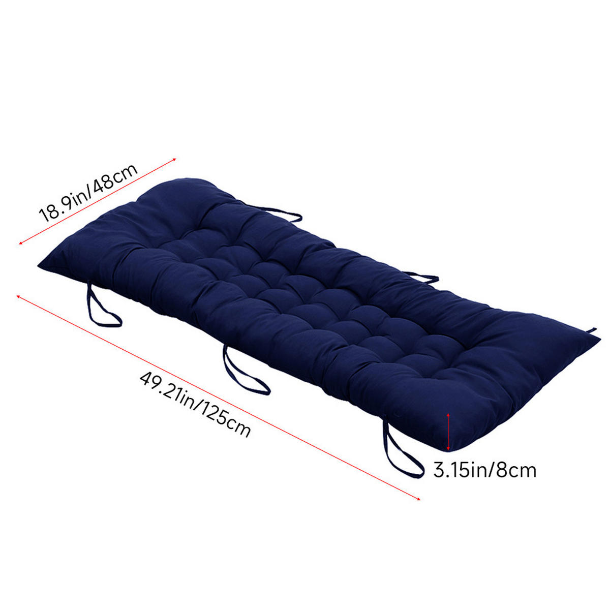 LIEGESTUHLKISSEN aus Baumwollmischung in Dunkel Blau Dickes, weiches und bequemes für den Außenbereich 125 cm x 48 cm - Dunkelblau, Textil (48/125cm) - Livingandhome