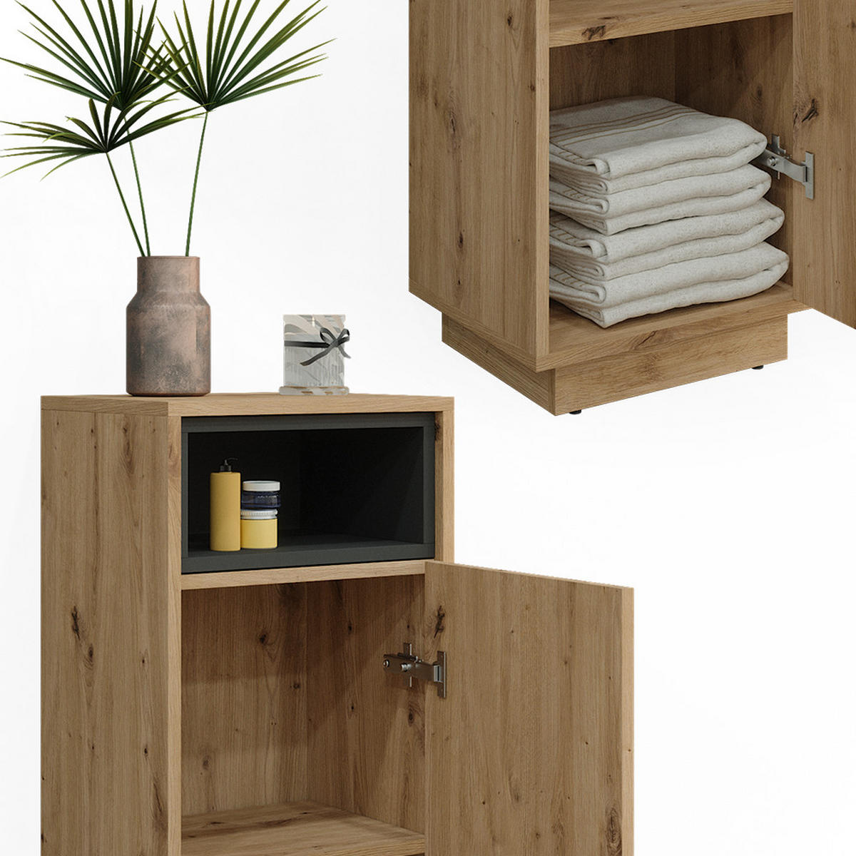 MIDISCHRANK Beatrice Artisan-Eiche 38 x 93 cm - Eiche Artisan, Holzwerkstoff (30/93/38cm) - Vicco