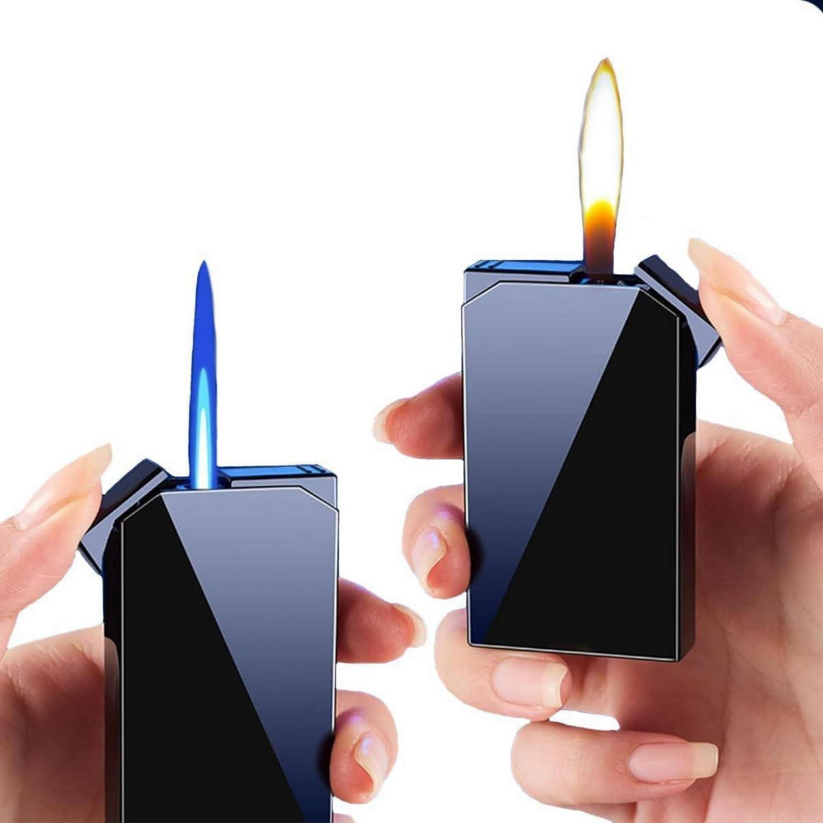 FEUERZEUG mit zwei Flammen Schwarz - Schwarz, Metall (1/3/2cm)