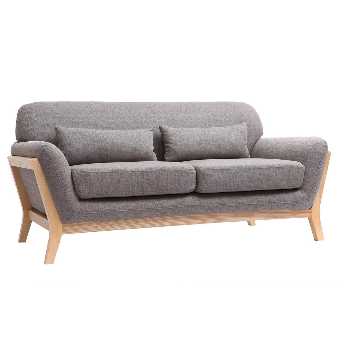 SOFA Skandinavisch 2 Pl?tze Grau Holzbeine YOKO - Grau, Textil (83.5/78.5/160cm) - Miliboo