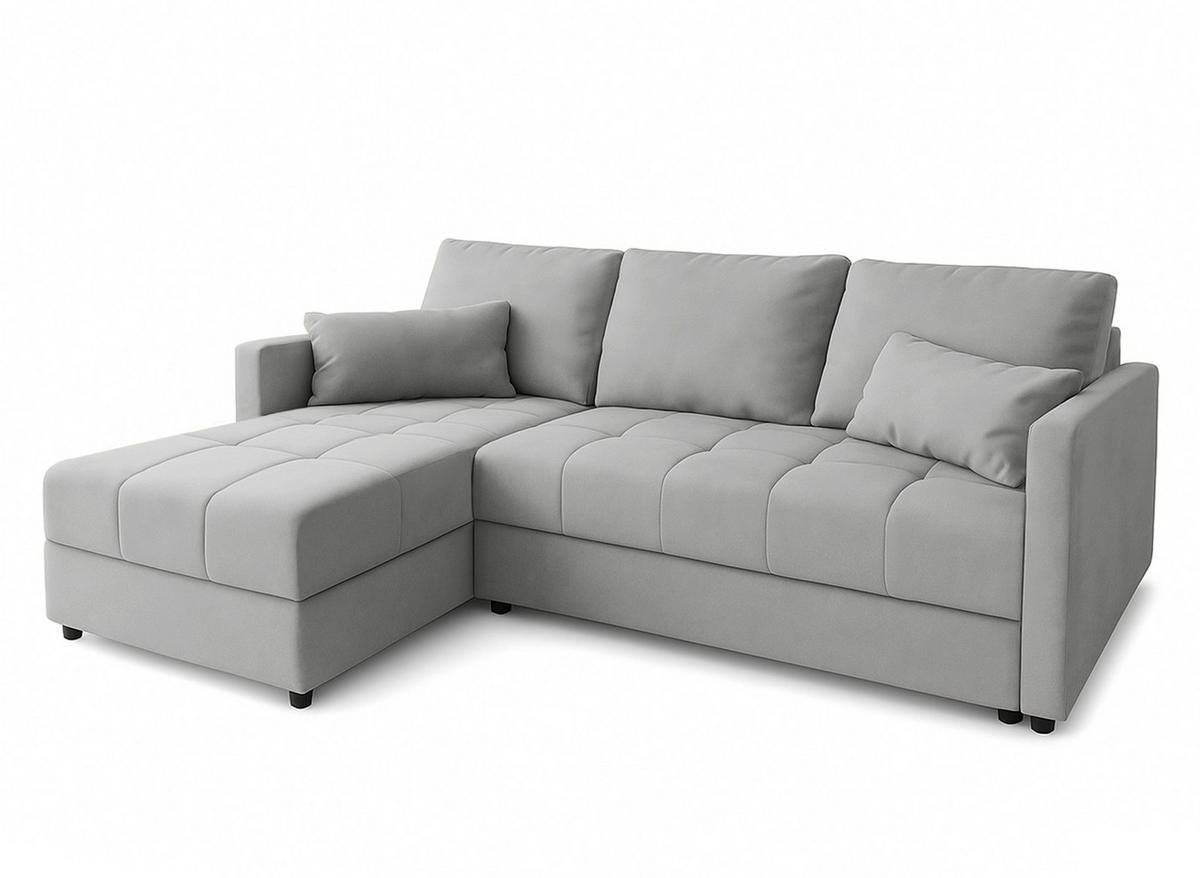 ECKSOFA L Form Dolceo Hellgrau 226/140/78 cm – Schlaffunktion Universell Links Rechts - Hellgrau/Schwarz, Kunststoff/Textil (140/226cm) - AX Living