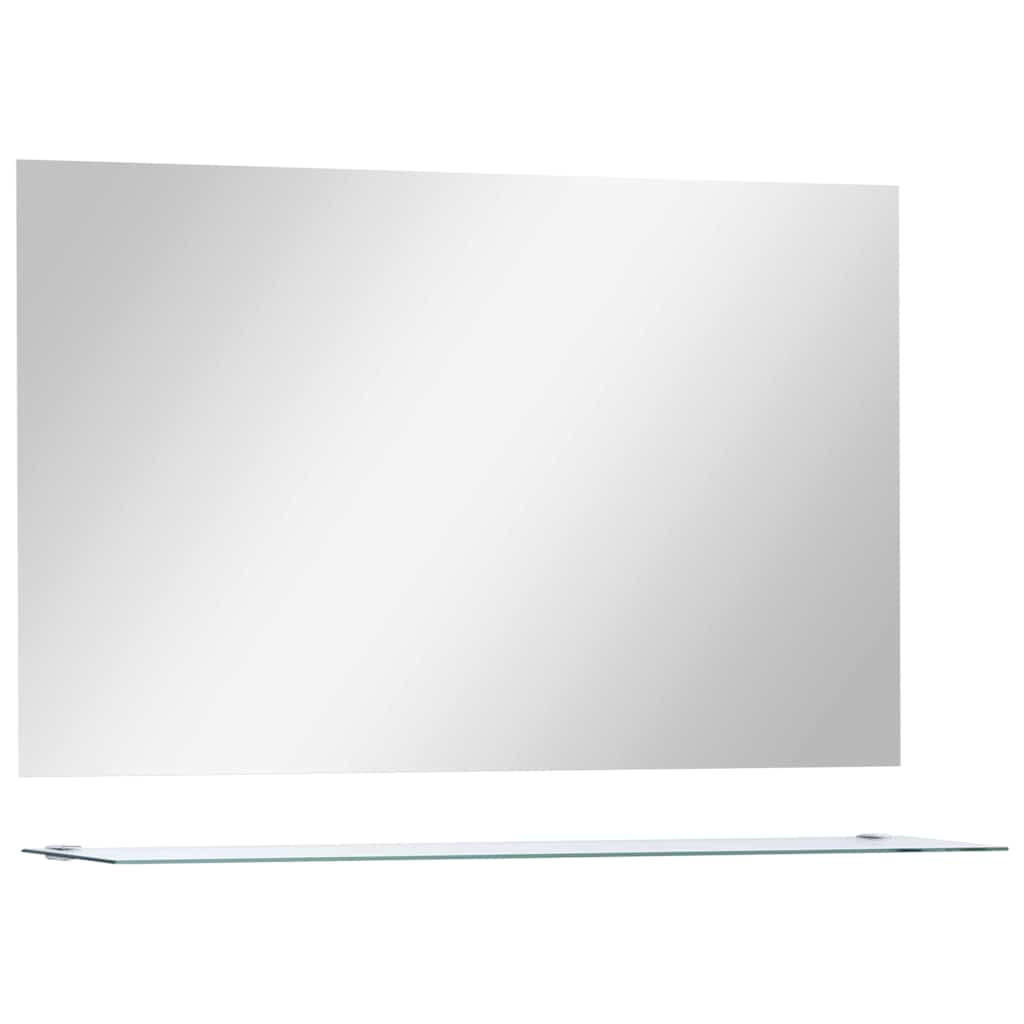 WANDSPIEGEL mit Regal 100×60 cm Hartglas - Silberfarben, Glas (100/60/10cm) - furnicato