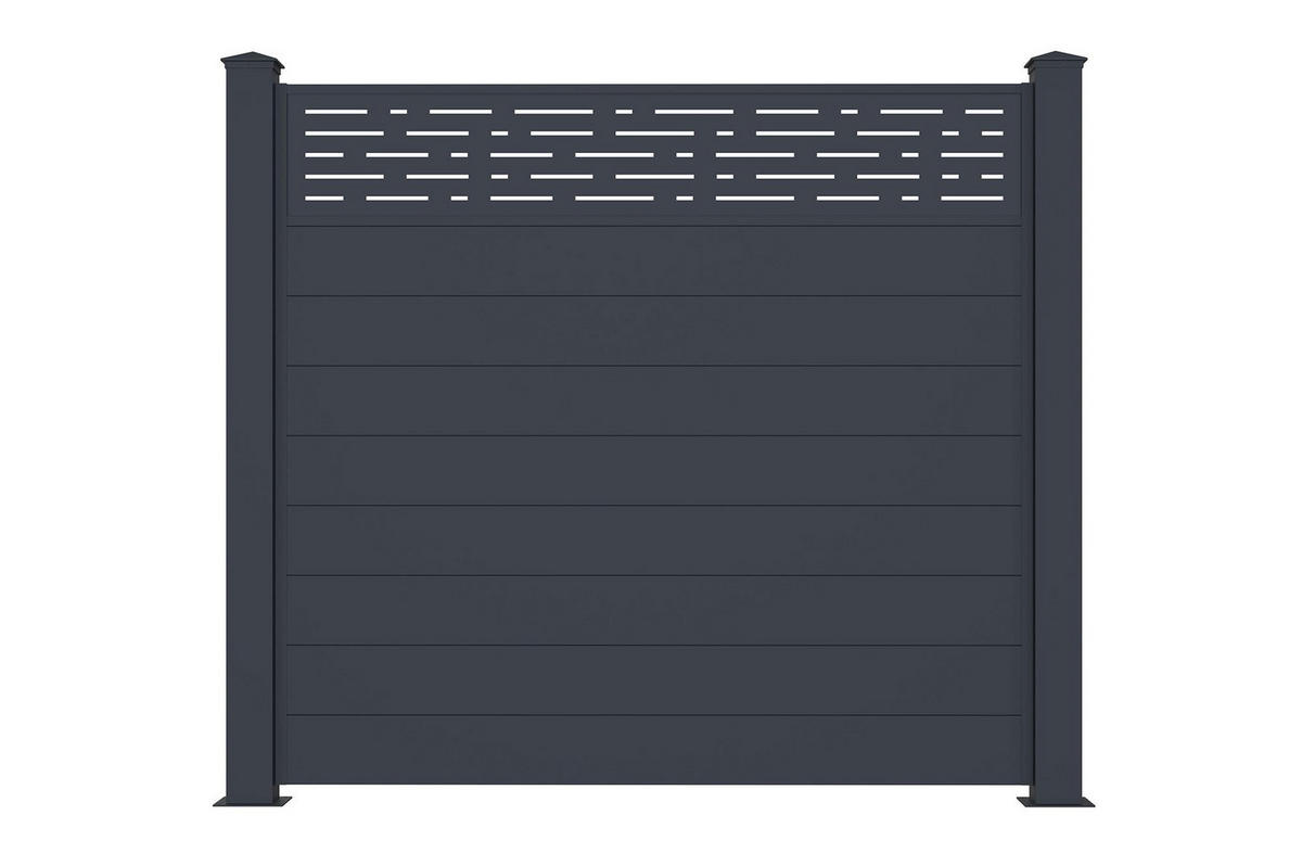 SICHTSCHUTZZAUN Arlberg grau 1,9m H.170cm aluminium - Grau, Metall (189/166cm) - Casanoov