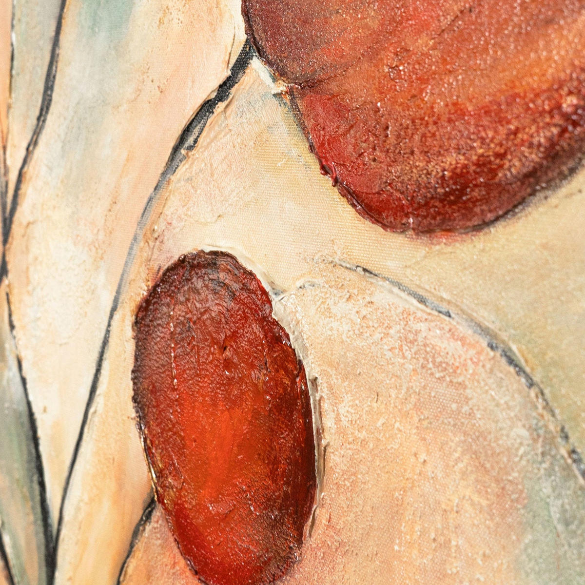 GEMÄLDE Scharlachrote Sternbilder Schattenfugenrahmen Beige 120x80 cm - Beige, Holz (120/80cm) - YS-art gallery