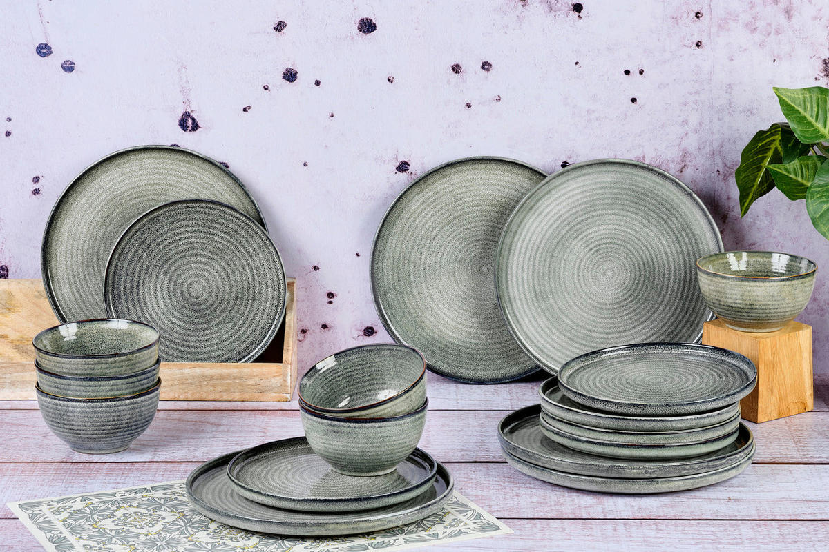 SERVICE Die Essentials Zen - 18 Teile - Naturfarben - Grau, Keramik (1/1/1cm) - Björn