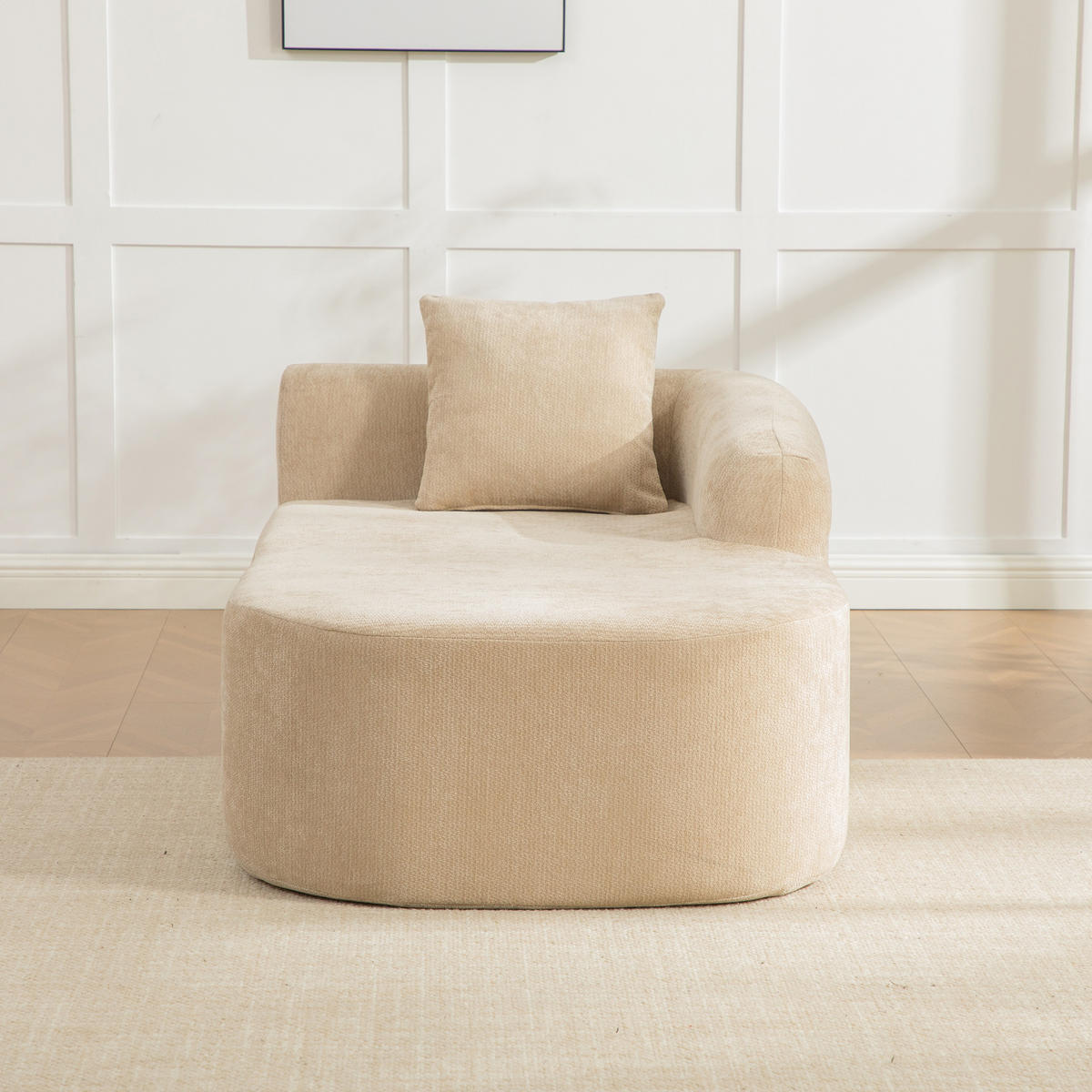 RÉCAMIERE DE-35127 rechte mit Chenille-Bezug Hellkhaki - Sandfarben, Textil (99/80.5/172cm) - ComfortXL
