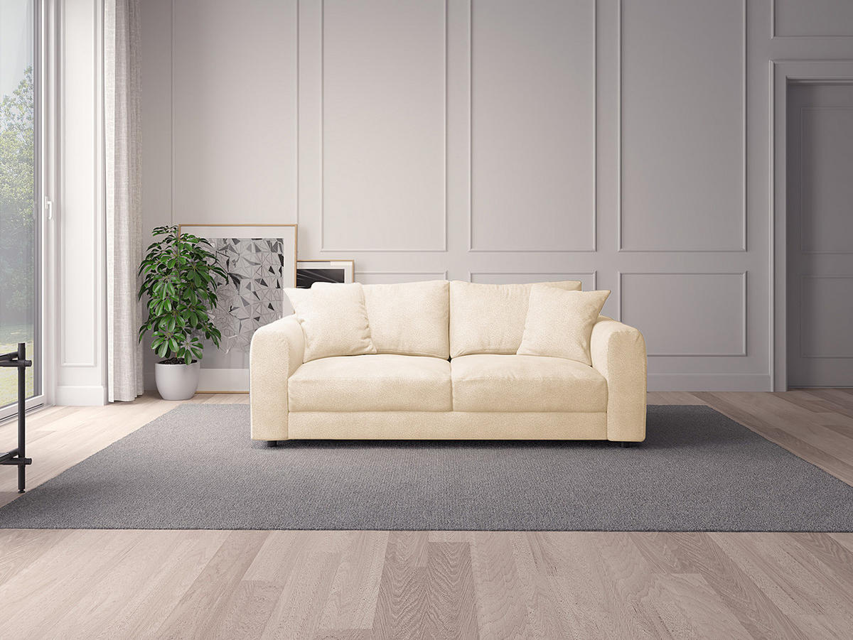 2,5-SITZER SOFA - Beige/Schwarz, Kunststoff/Textil (189/79/106cm) - home24