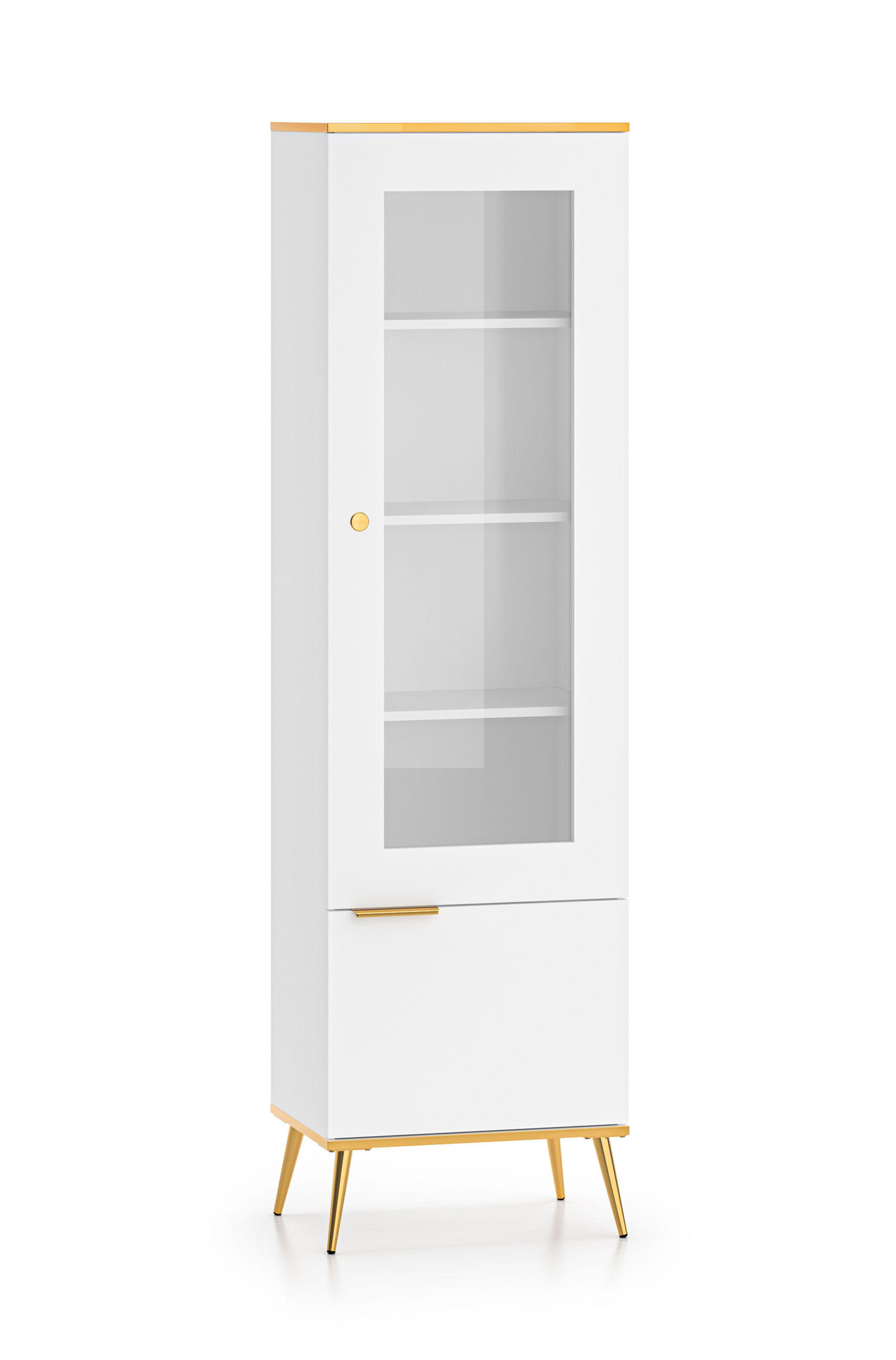 Feldmann-Wohnen Glasvitrine Weiß, Gold 55x195x40 cm