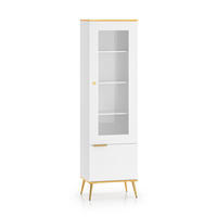 GLASVITRINE Viterbo Alpinweiß matt / goldfarben 55 / 40 / 195cm - Goldfarben/Weiß, Holz/Holzwerkstoff (55/195/40cm) - Feldmann-Wohnen