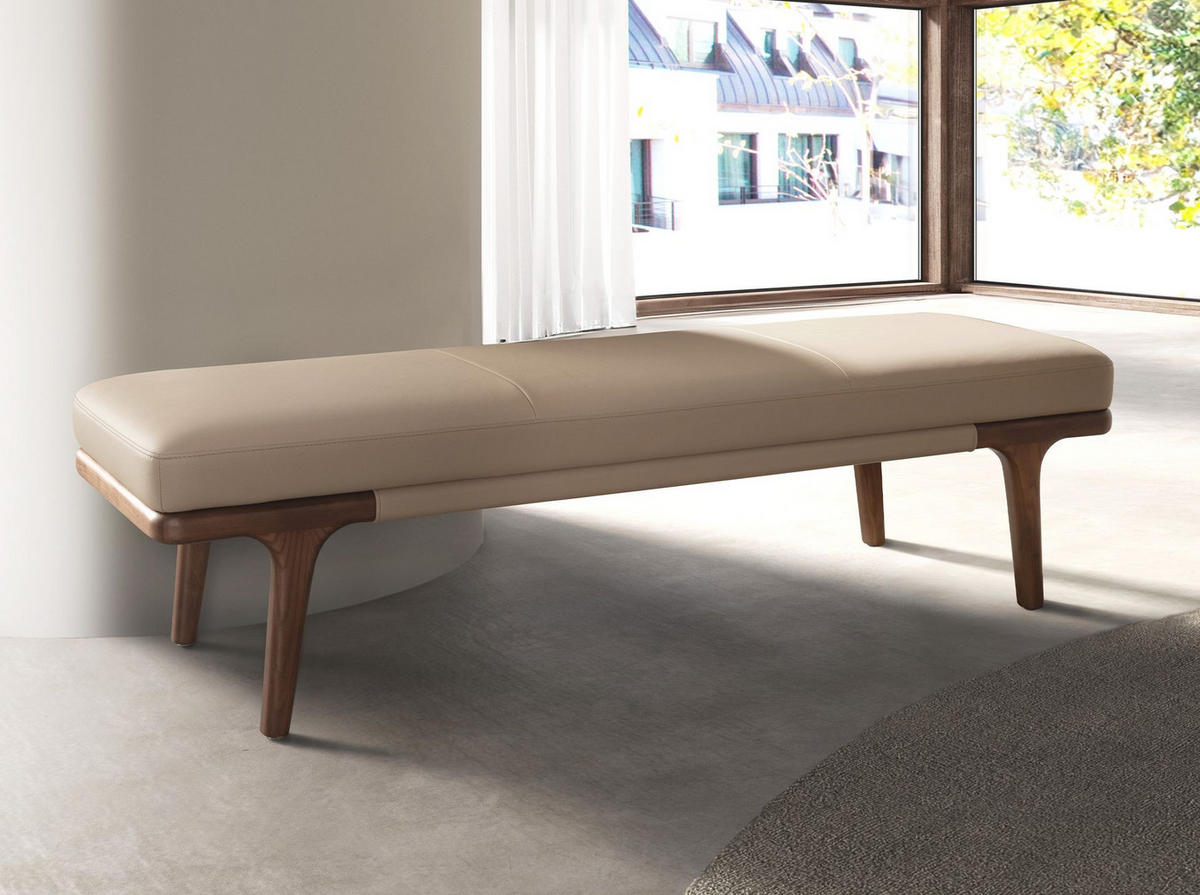 HOCKERBANK Nerz-Kunstleder-Bank 162/50/43 cm - Dunkelbraun/Walnussfarben, Leder/Holz (162/43/50cm) - ANGEL CERDA