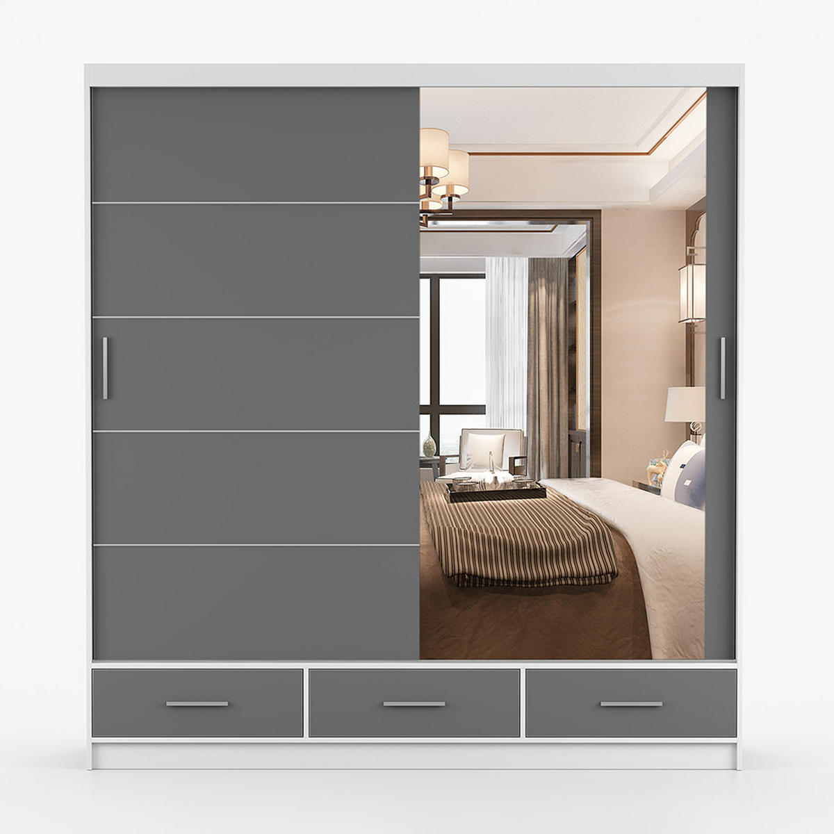 KLEIDERSCHRANK Florence 203 cm, 203/218/61, 2-türig, grau - Grau, Holzwerkstoff (203/218/61cm) - imoebel24
