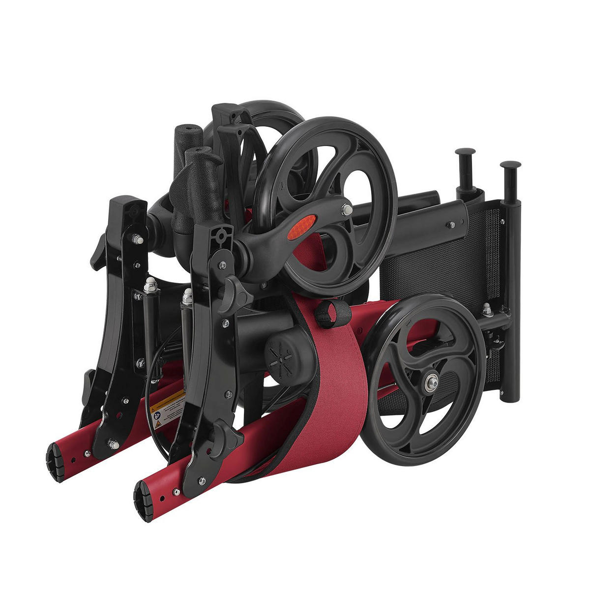 ROLLATOR Vital rot klappbar mit Sitzfläche & Einkaufstasche - Rot, Metall (63/80/68cm) - Juskys