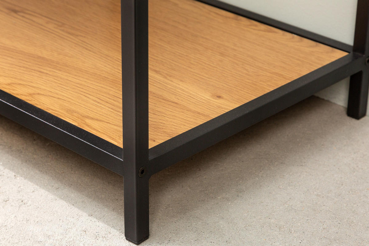 STANDREGAL SLIM LINE Schichtholz Natur 185 cm - Schwarz/Braun, Holzwerkstoff/Metall (77/185/35cm) - riess-ambiente