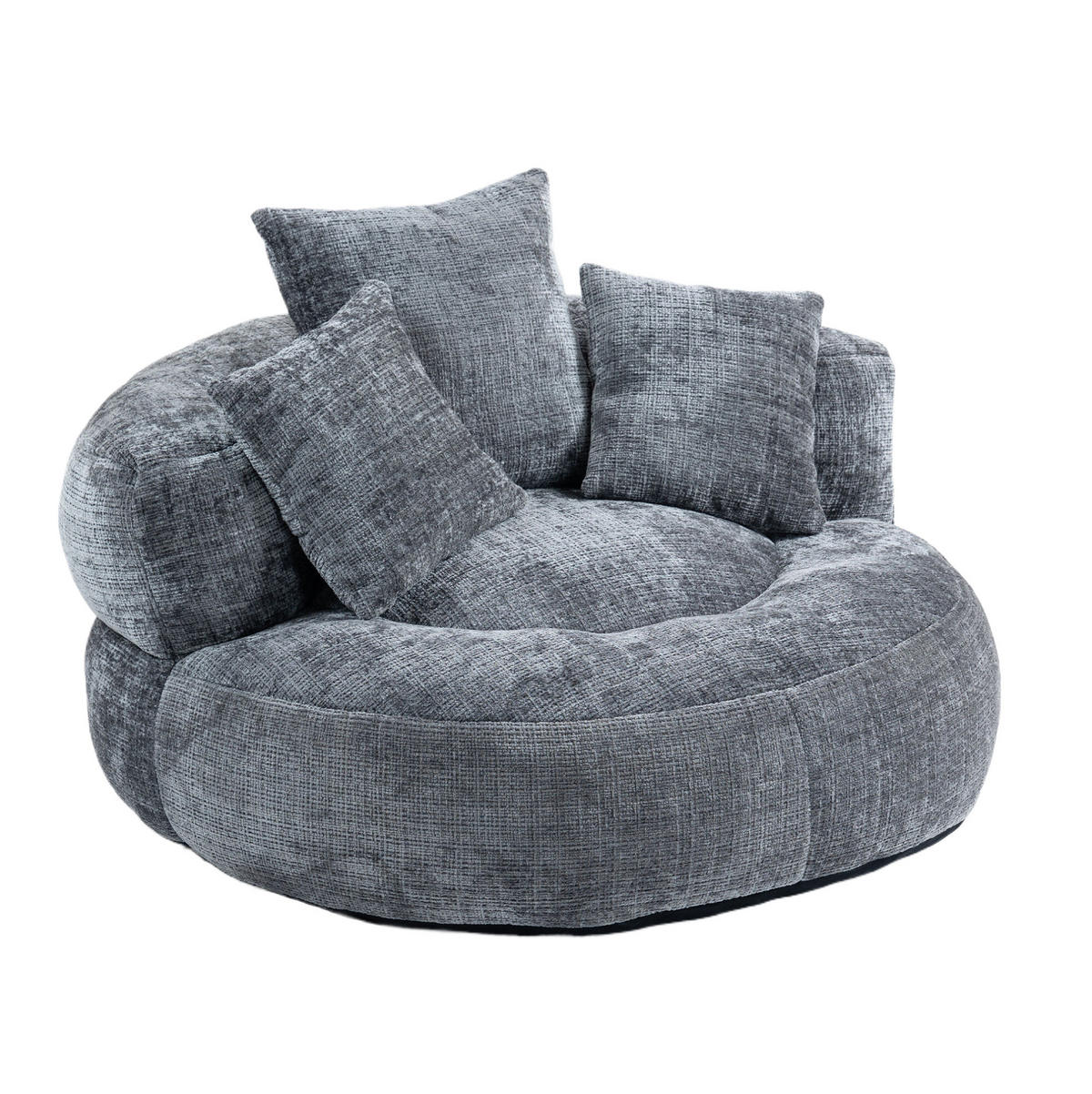 SESSEL 108/108/52 cm in Grau aus Chenille mit Armlehnen und hoher Rückenlehne - Grau, Textil (108/52/108cm) - Flora Grace