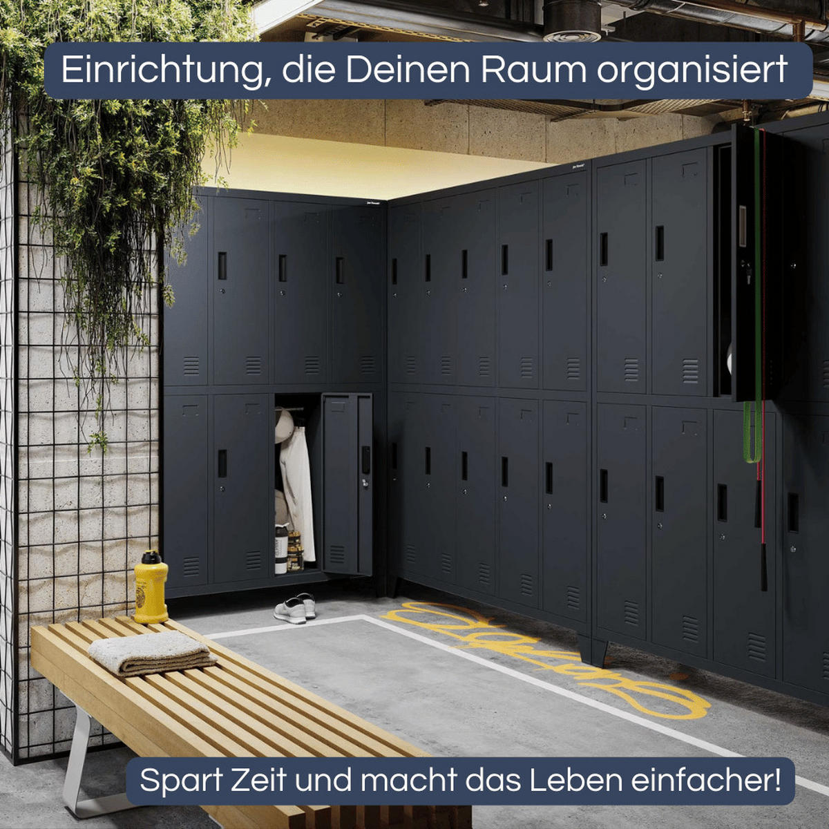 UMKLEIDESCHRANK Spind BERLIN 10 Abteile 172x136x45cm Anthrazit - Anthrazit, Metall (136/172/45cm) - DELUKE