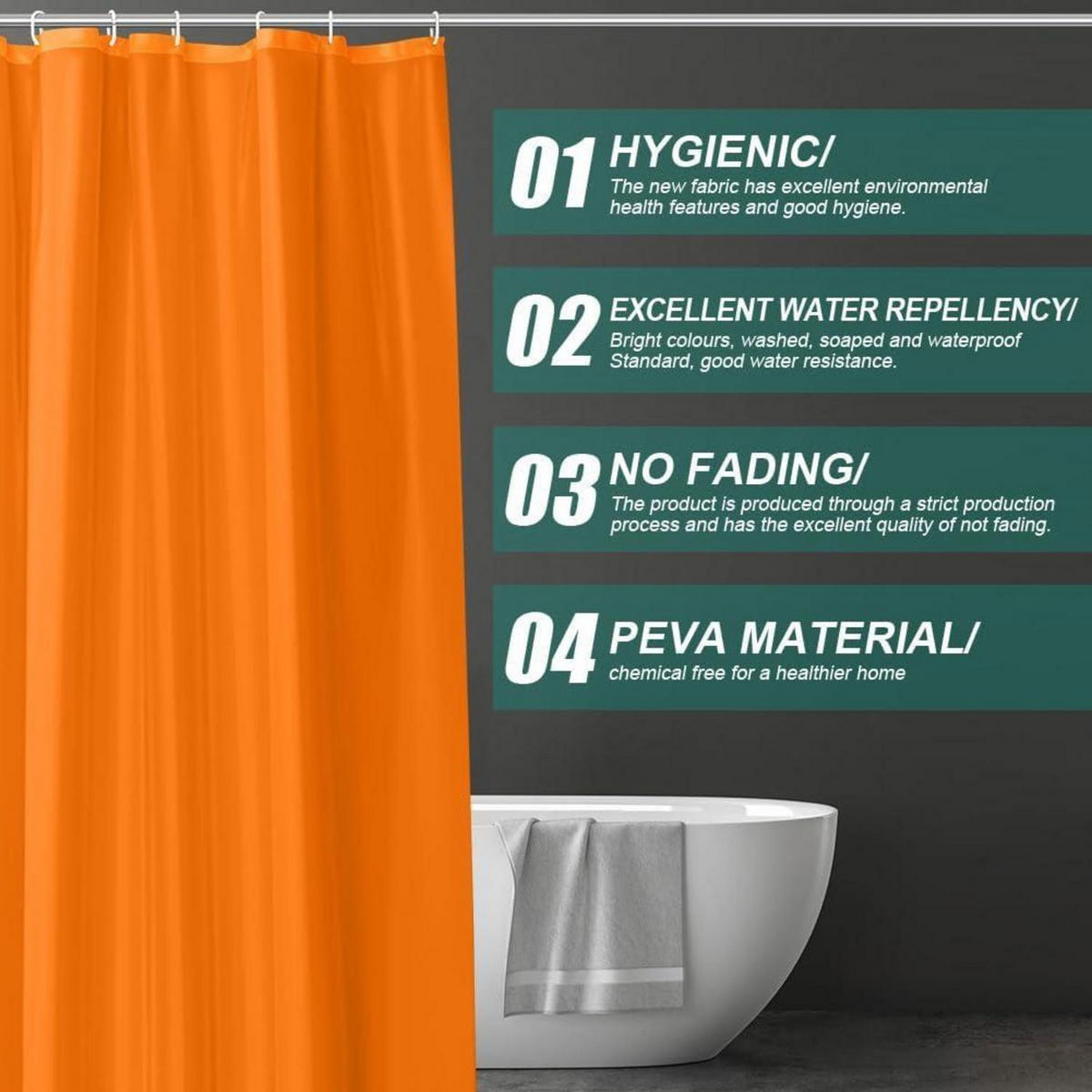 DUSCHVORHANG Orange 180 x 180 cm - Orange, Kunststoff (180/180cm)