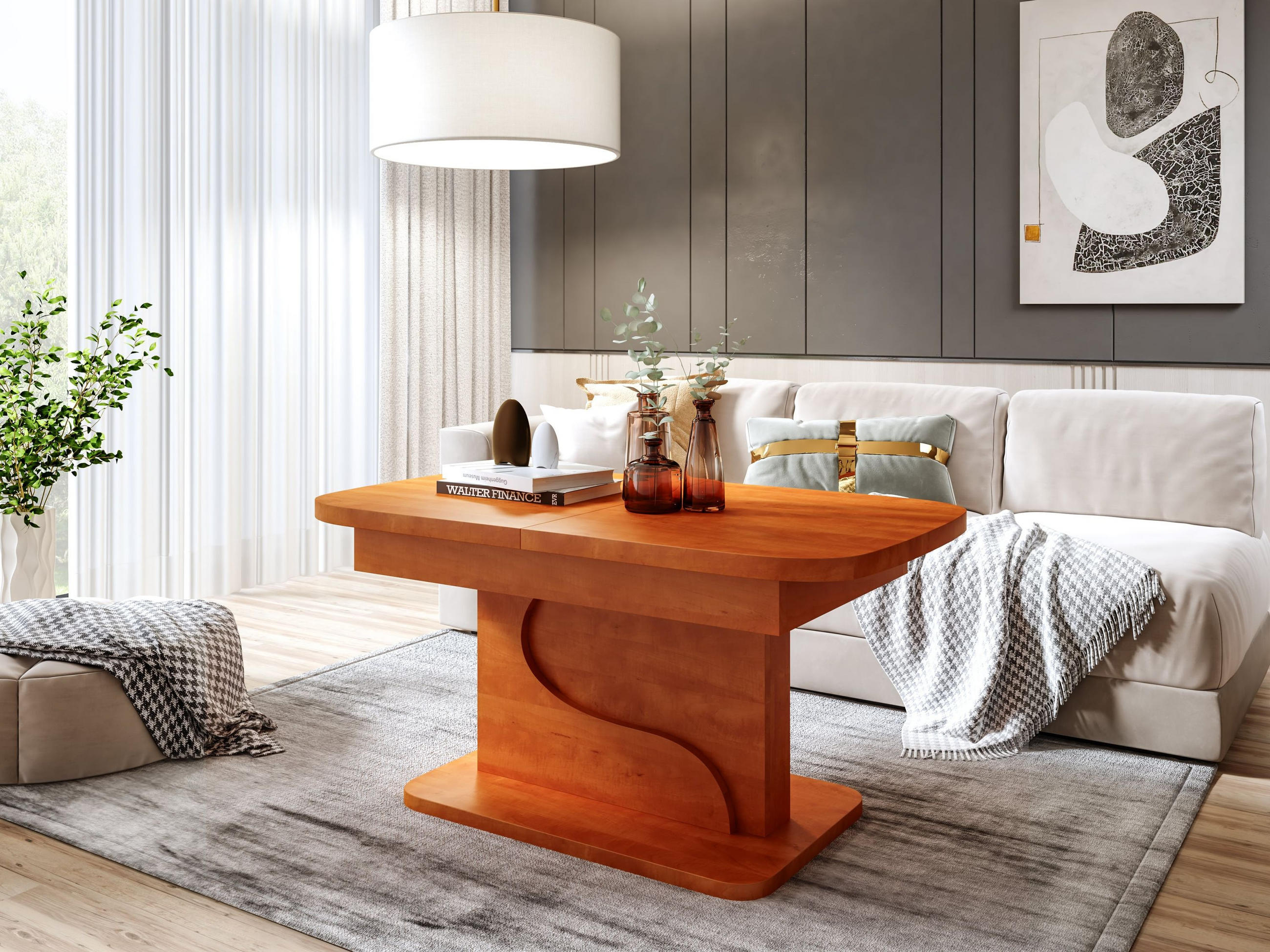 COUCHTISCH rechteckig Kirschbaum ausziehbar höhenverstellbar - Kirschbaumfarben, Holzwerkstoff (70/120/58cm) - designimpex