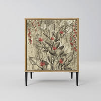 SIDEBOARD HERBAL GRACE, Eichefarben, 57,5x42x72,5 cm, Schwarze Metallfüße - Eichefarben/Multicolor, Holzwerkstoff/Metall (57.5/72.5/42cm) - SpaceRebels