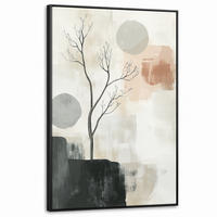 LEINWAND Bilder mit Rahmen - Wabi sabi - Beige - Pflanze - 100x150 - Sandfarben, Textil (100/150cm) - MuchoWow