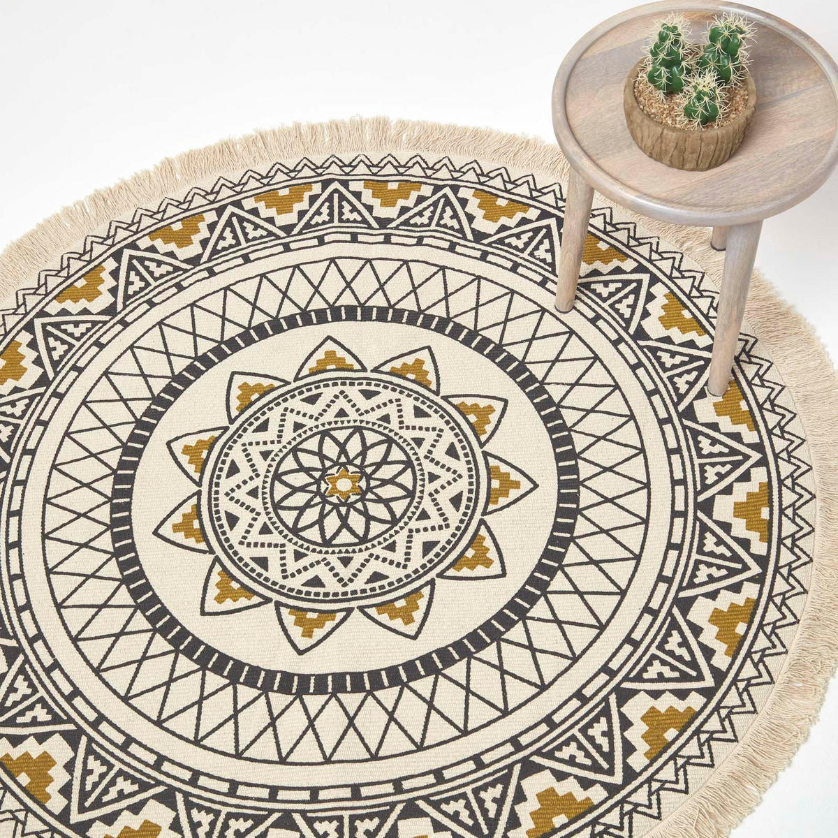 BAUMWOLLTEPPICH mit Mandala-Muster rund 145 cm - Multicolor, Textil (145/145cm) - Homescapes