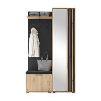 GARDEROBE 4-teilig in 114/197/40 cm - Schwarz, Holz (114/197/40cm) - moebel dich auf