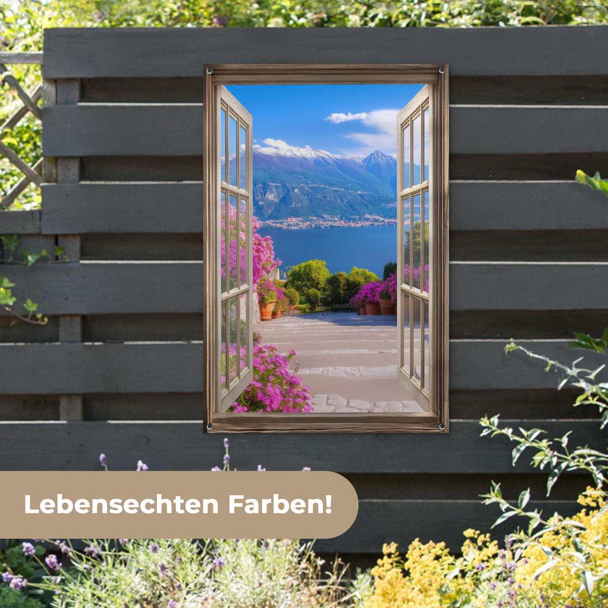 ZAHRADNÍ PLAKÁT Průhled - Hory - Krajina - Výhledy - Jezero 80x120 cm - modrá, plast (80/120/0.2cm) - OnlyWow
