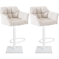 BARHOCKER 2er Set Damaskus Stoff weiß weiß - Weiß, Textil/Metall (64/110/48cm) - TPFLiving