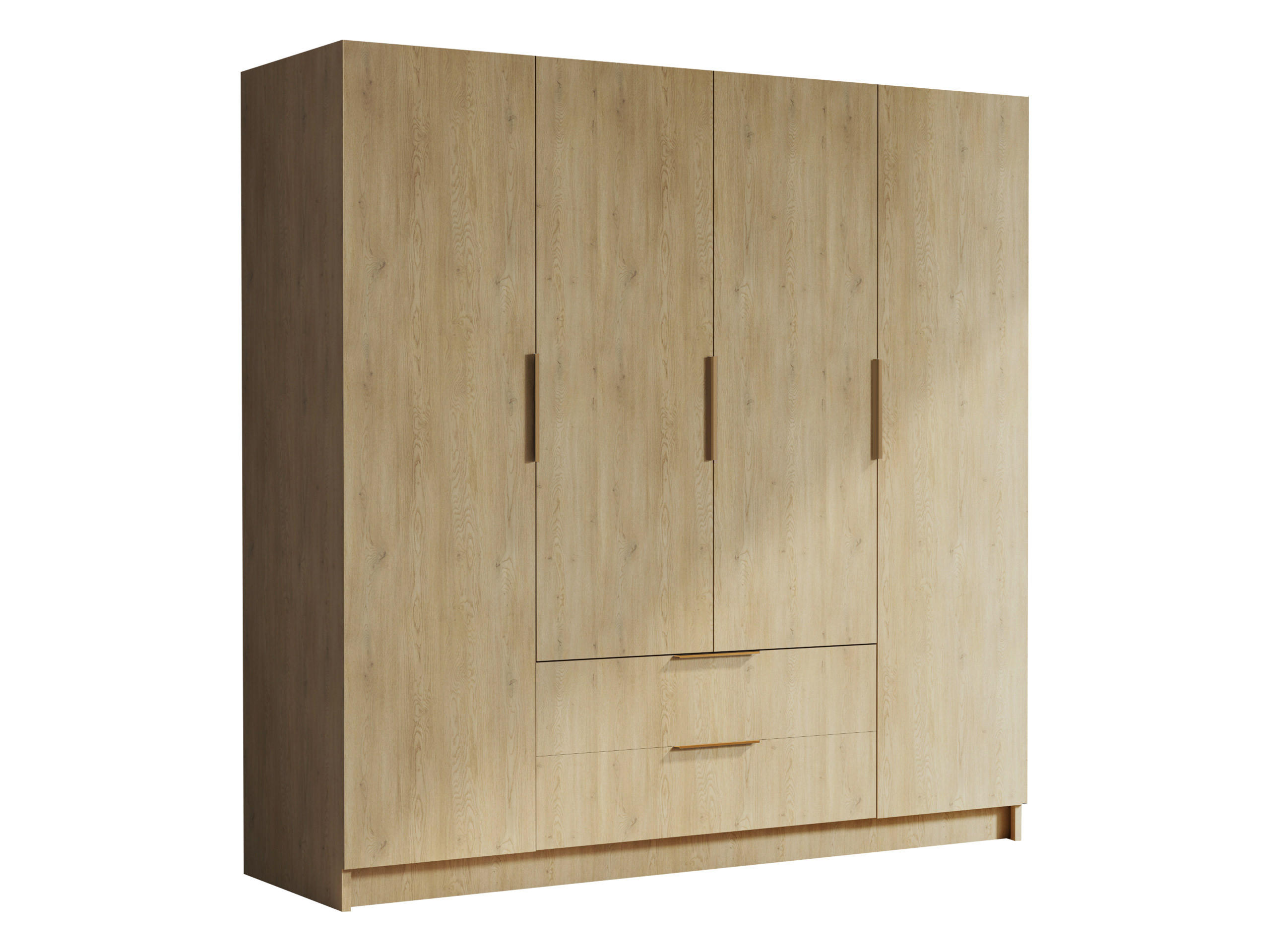 KLEIDERSCHRANK Sofia I - Eichefarben/Goldfarben, Holzwerkstoff/Kunststoff (200/216/60cm) - MIRJAN24