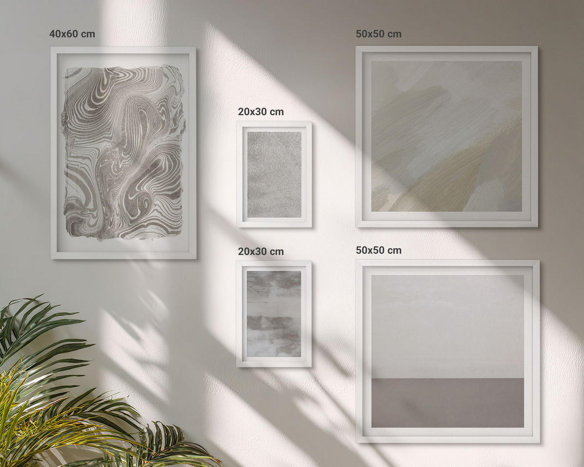 BILDER SET 5er Set - 50x50 cm & 20x30 cm & 40x60 cm Weißer Rahmen - Industriedesignstrukturen - Weiß, Kunststoff (40/60cm) - TULUP